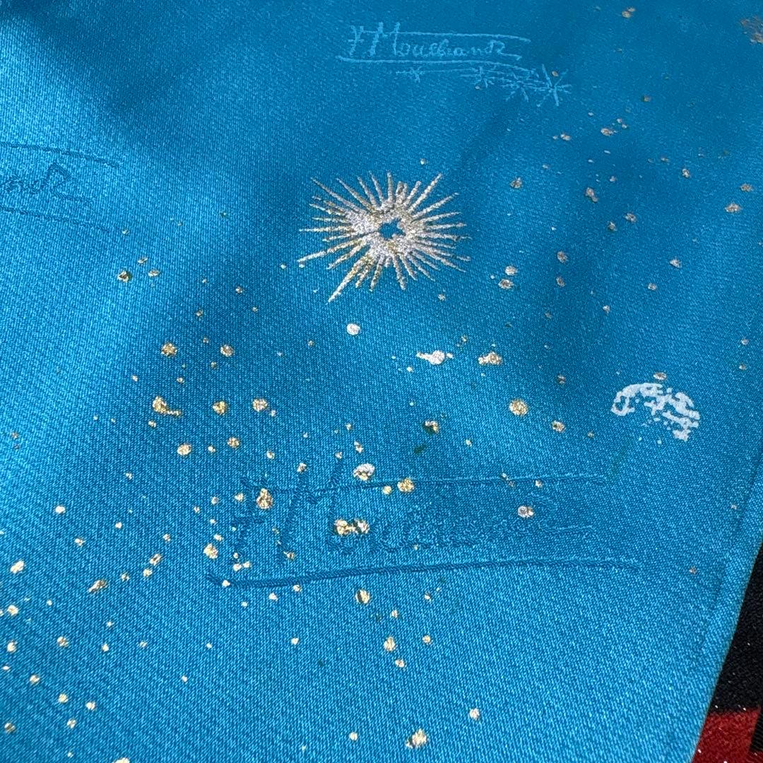 (う27) 銀河に舞う白鳩 ✦ 赤黒白グレーのモダンな幾何学模様振袖⑤点セット