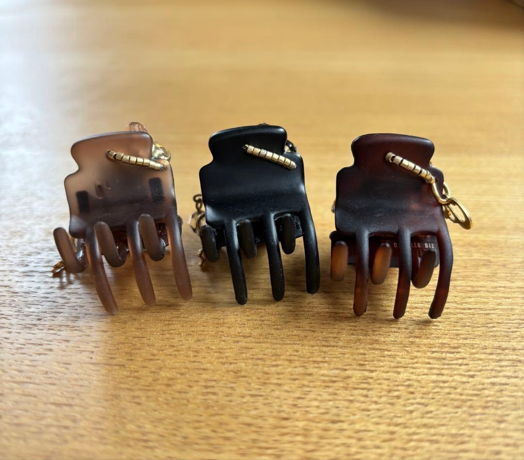コンプレックスビズ　ヘアクリップ　 3個セット　ブラック　ピンク　ブラウン
