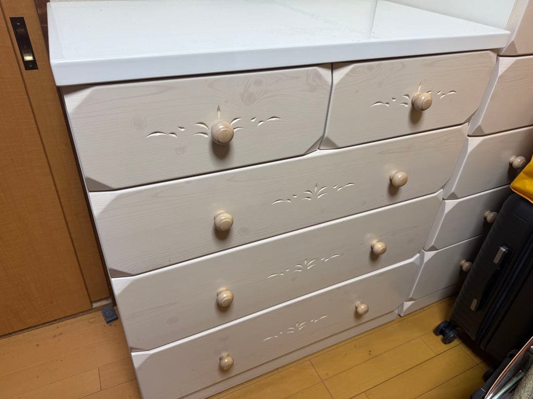 ニトリ　ホワイト木製チェスト 5引き出し　中古