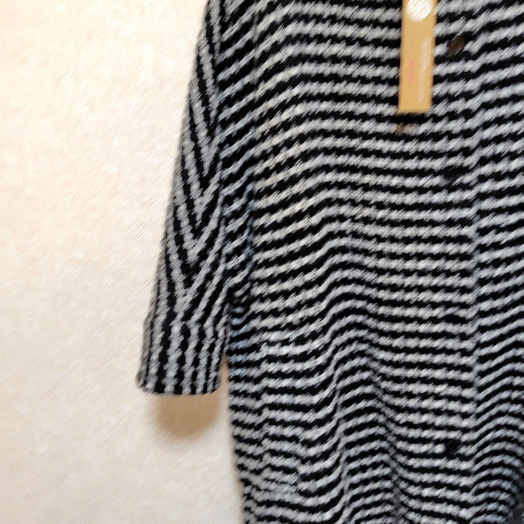 ノーカラーウール混紡ツイードドルマンスリーブコート