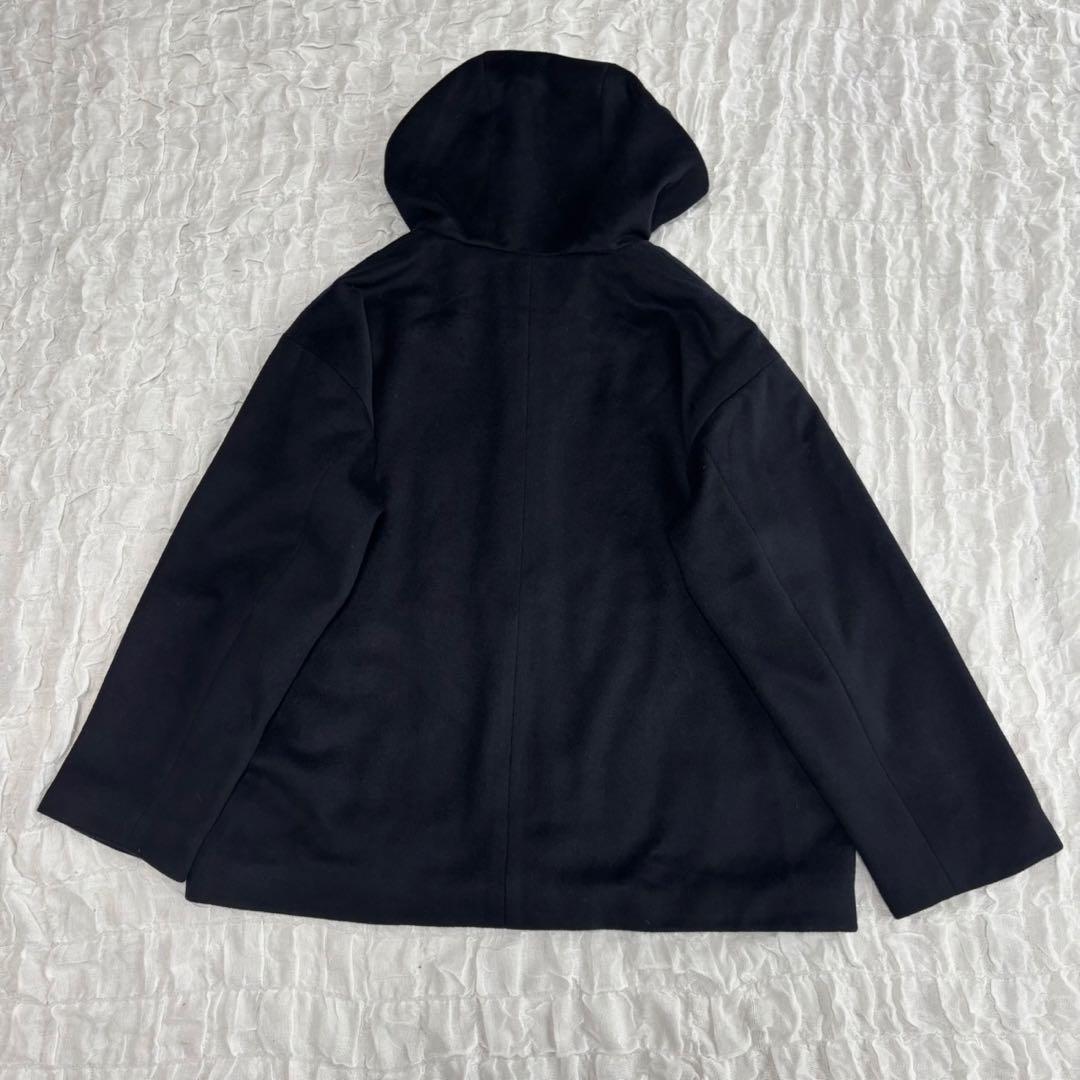 kagure (かぐれ) ブルゾン ウールフードショートコート　ネイビー