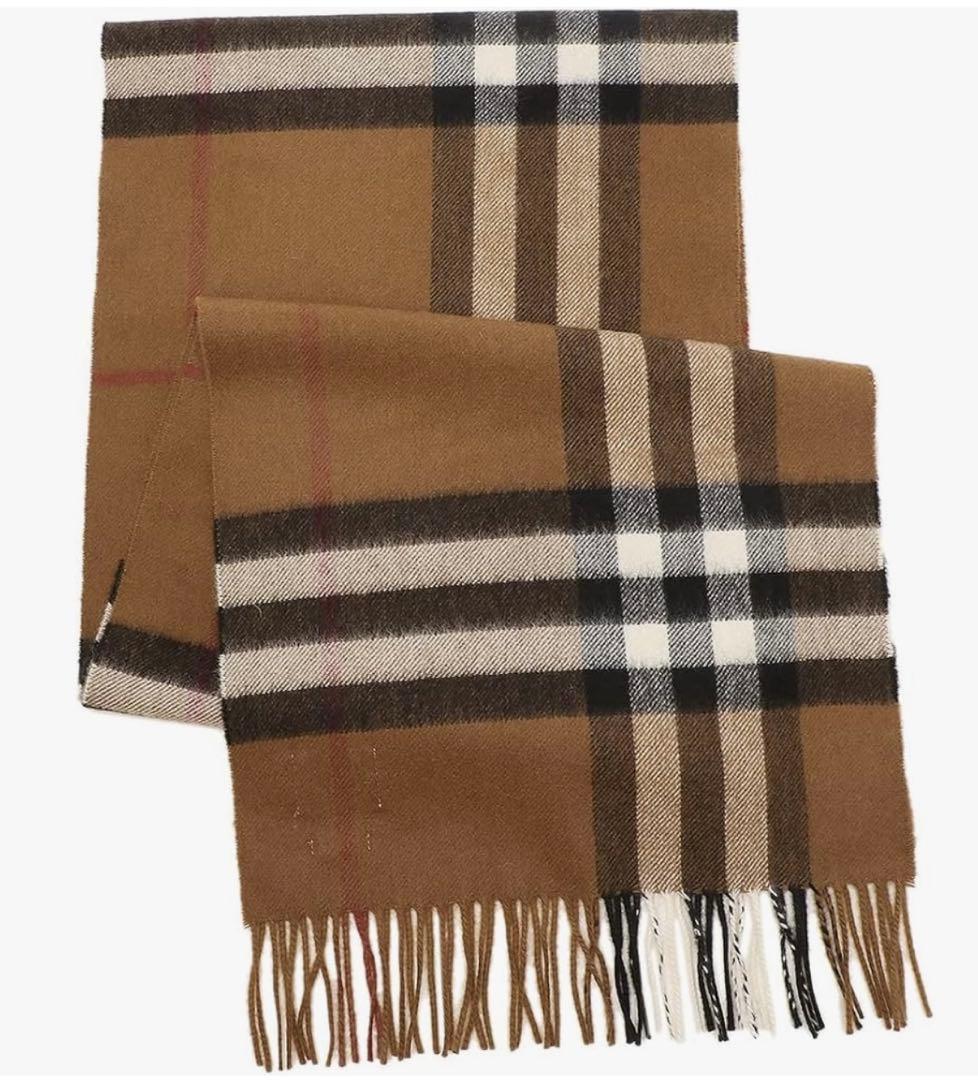BURBERRY カシミヤチェック柄マフラーブラウン新品タグケース有りプレゼント