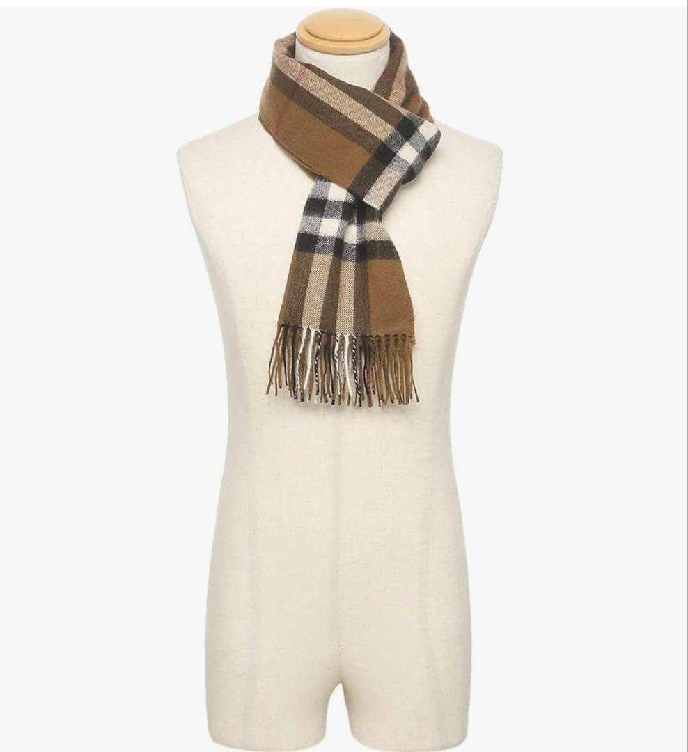 BURBERRY カシミヤチェック柄マフラーブラウン新品タグケース有りプレゼント