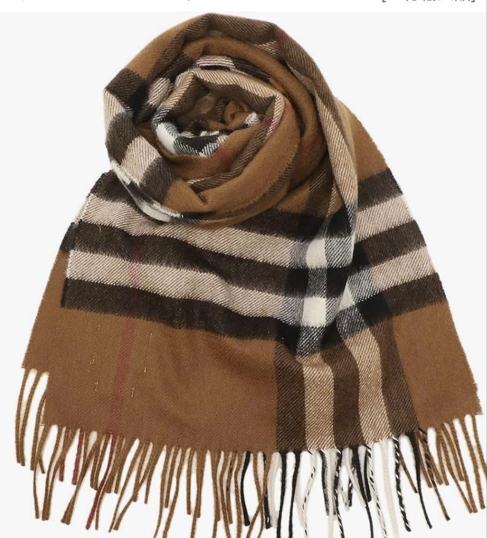 BURBERRY カシミヤチェック柄マフラーブラウン新品タグケース有りプレゼント