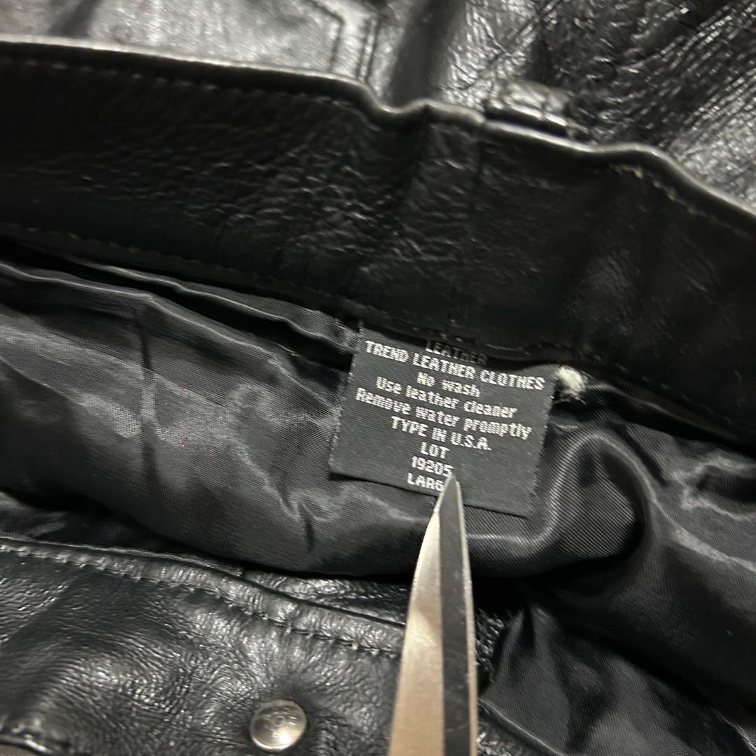 90s USA規格 ピッグスキン 豚革 レザーパンツ バギー ワイド ブラック