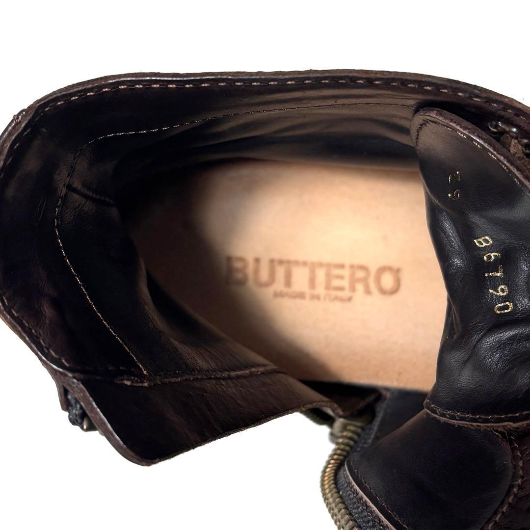 【美品】BUTTERO ブッテロ サイドジップ ワークブーツ ブラウン
