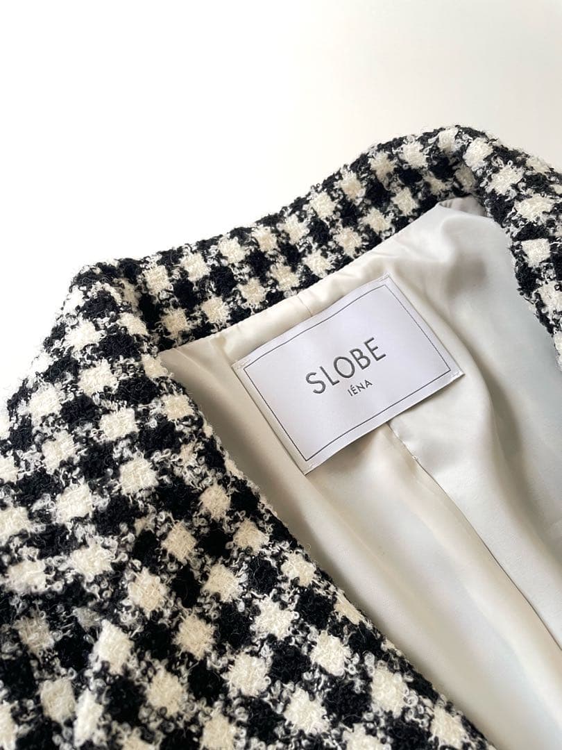 美品 イエナ IENA 金ボタンチェックツイードジャケット