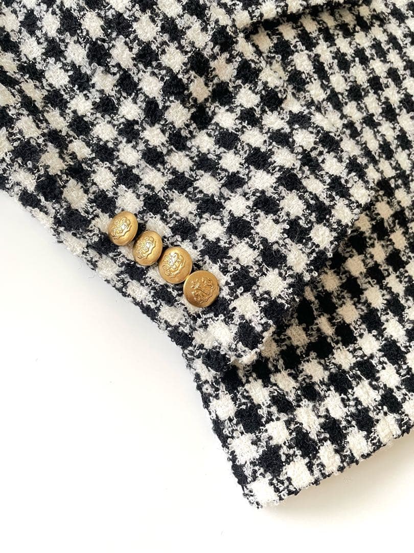 美品 イエナ IENA 金ボタンチェックツイードジャケット