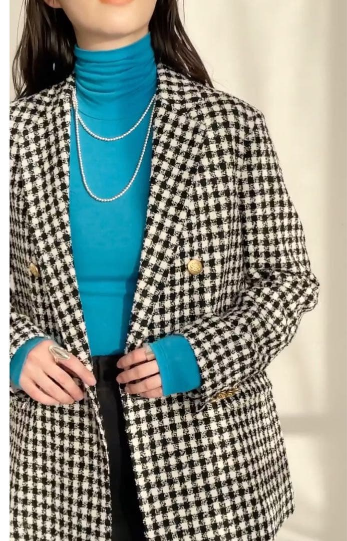 美品 イエナ IENA 金ボタンチェックツイードジャケット