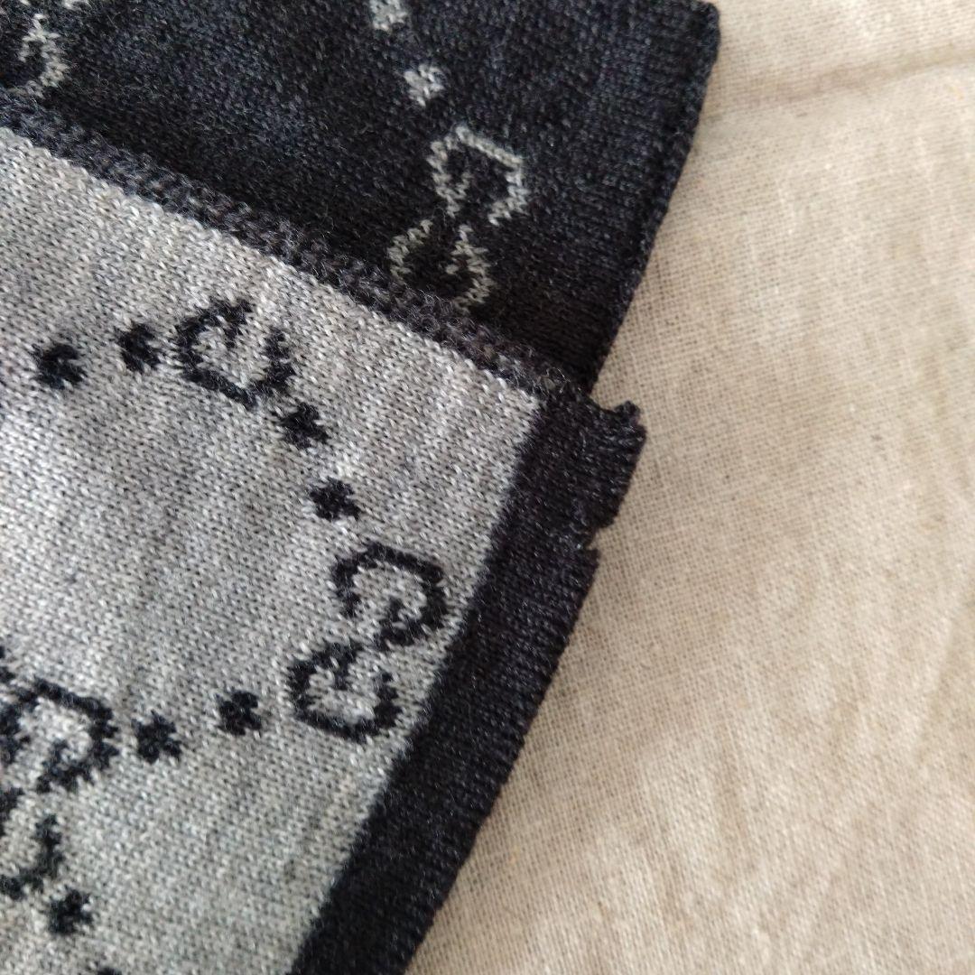 GUCCI ブラック GGパターン マフラー①　ウール100%