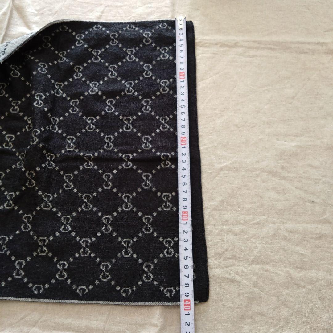 GUCCI ブラック GGパターン マフラー①　ウール100%