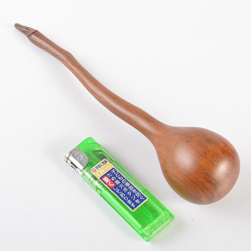 煎茶道具　木彫　瓢箪形　大匙　勺　柄杓　黒檀箱入　C　R6590