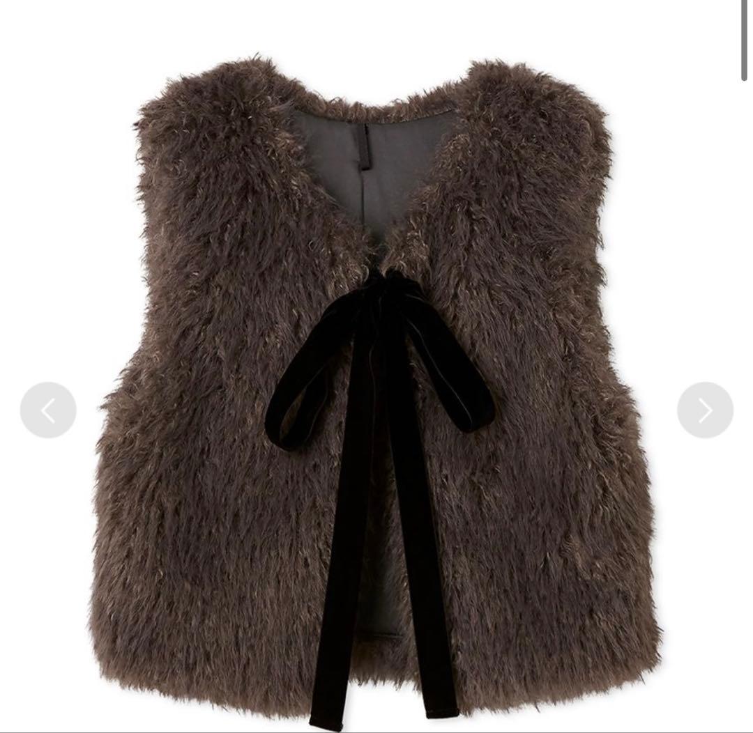 リリーブラウン ベロアリボンファーベスト CGRY