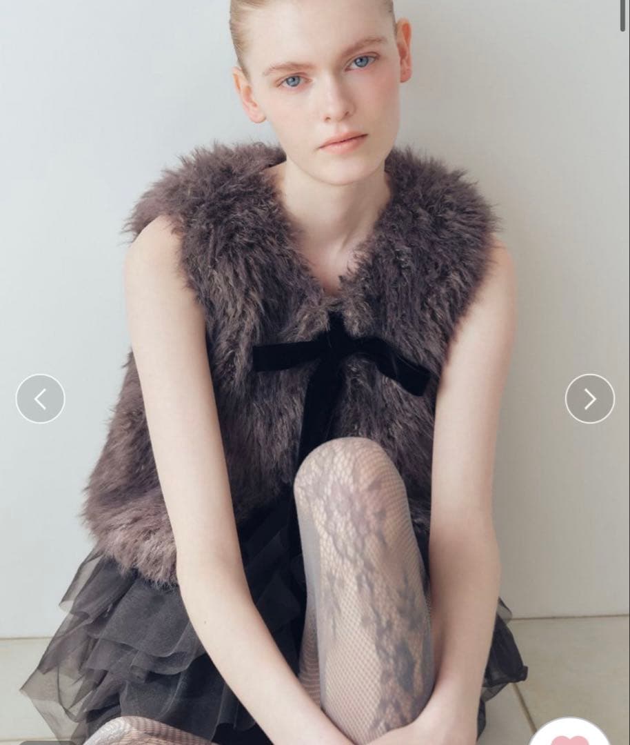 リリーブラウン ベロアリボンファーベスト CGRY