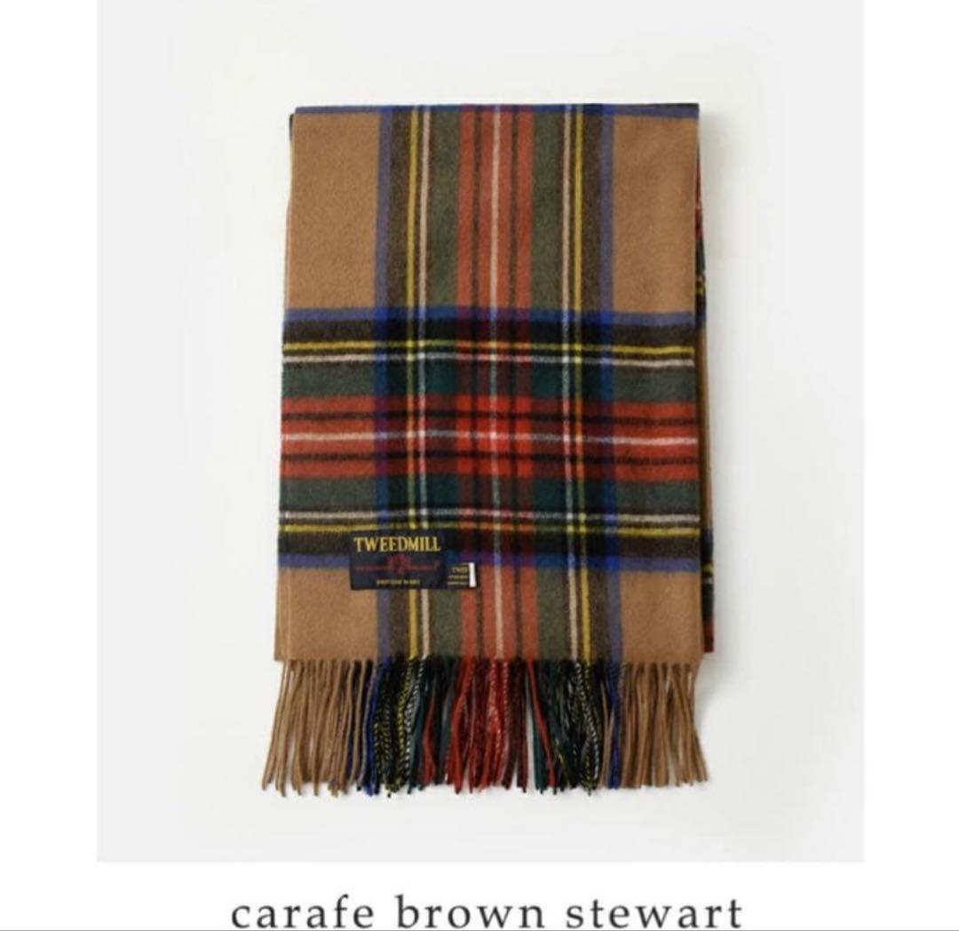 美品！TWEEDMILL カラフルチェックストール ベージュ　大判