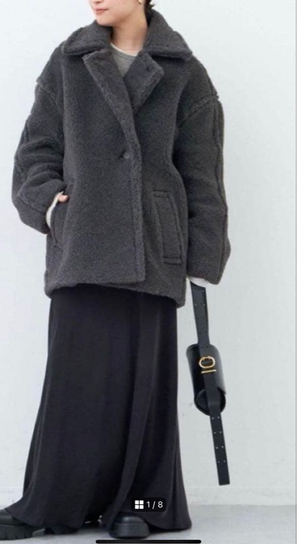 【cinoh】グレー ボアコート