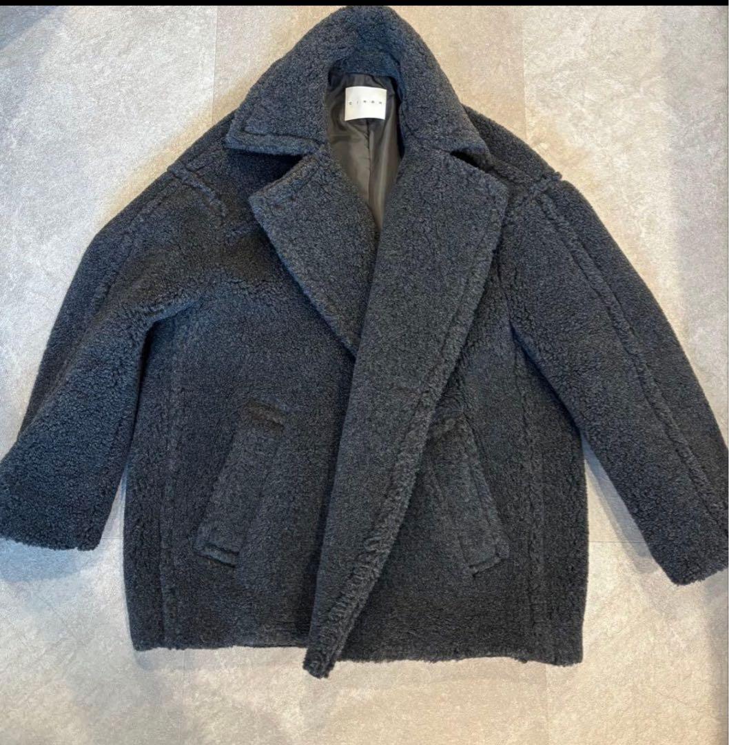 【cinoh】グレー ボアコート