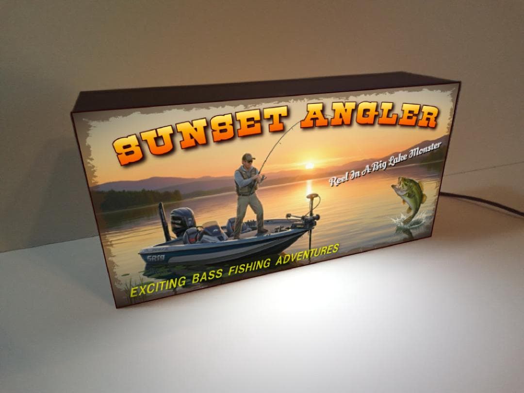 【オーダー無料】ブラックバス フィッシング 釣り 看板 置物 雑貨 ライトBOX