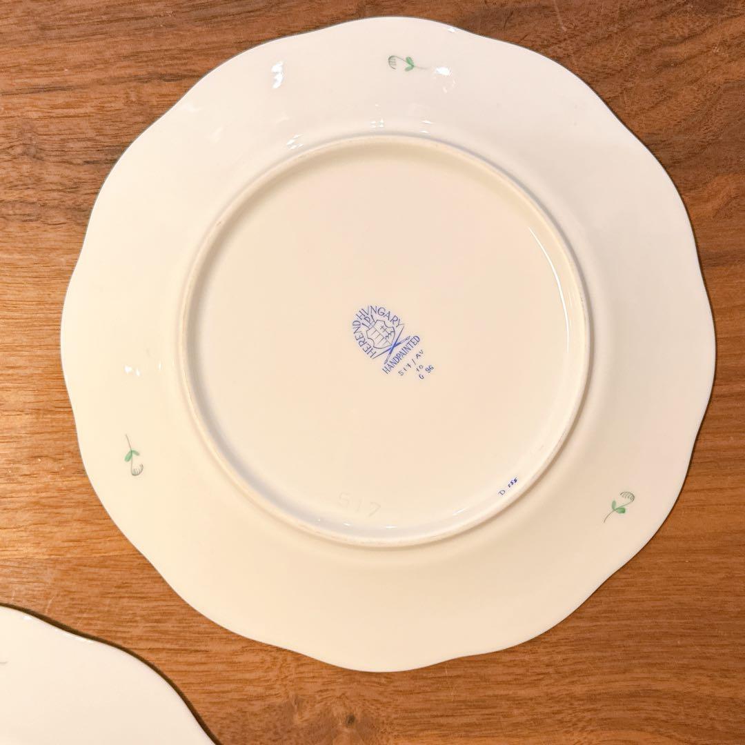 【2枚セット】HEREND ヘレンド　アポニーグリーン　プレート　19cm　①