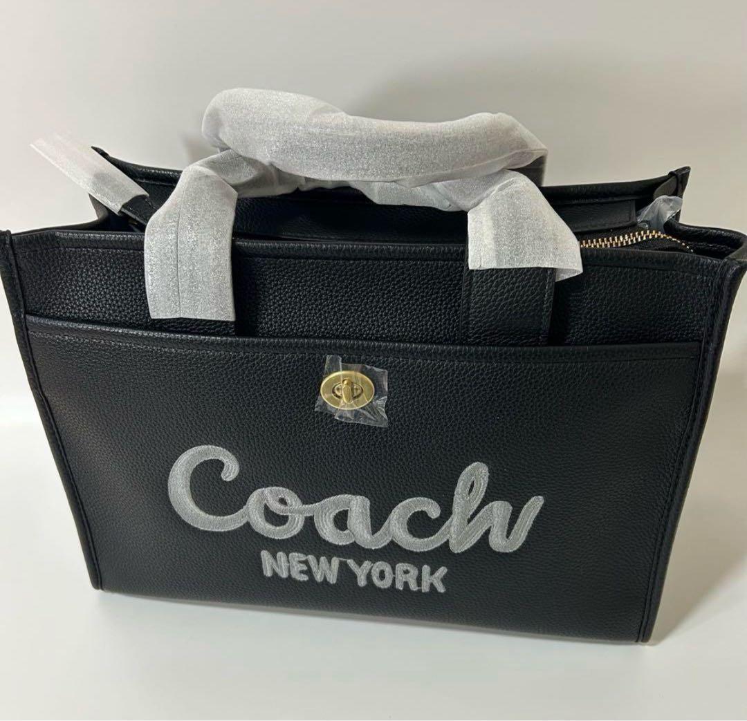 Coach ブラック レザートートバッグ
