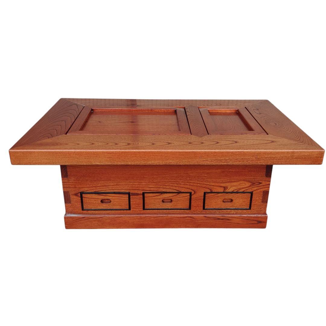 囲炉裏テーブル 関西長火鉢 銅張り 古民家家具 昭和レトロ 天然木材 欅 けやき