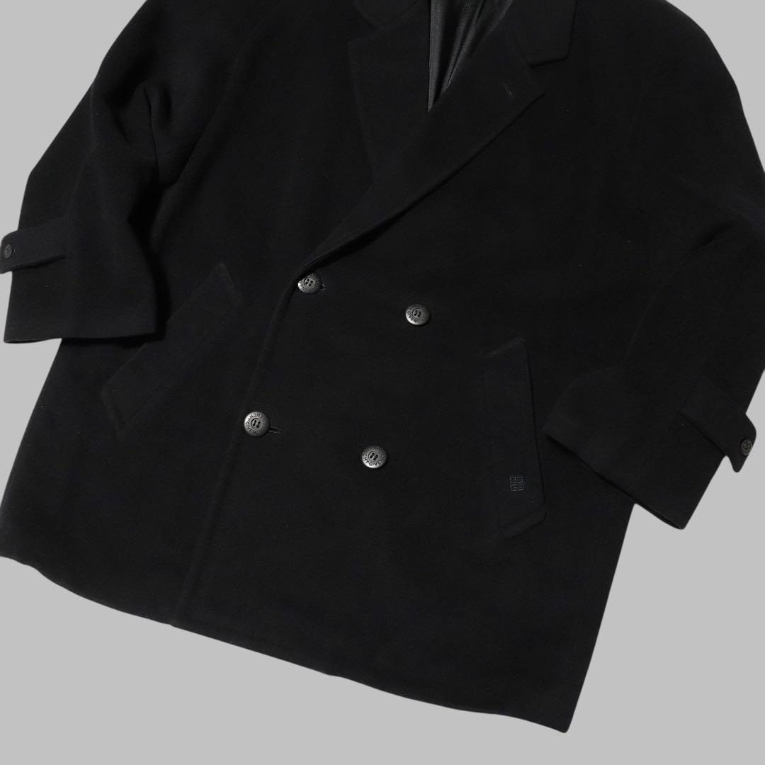GIVENCHY★ダブル ハーフコート★カシミヤ ウール★短丈★80s★黒★M