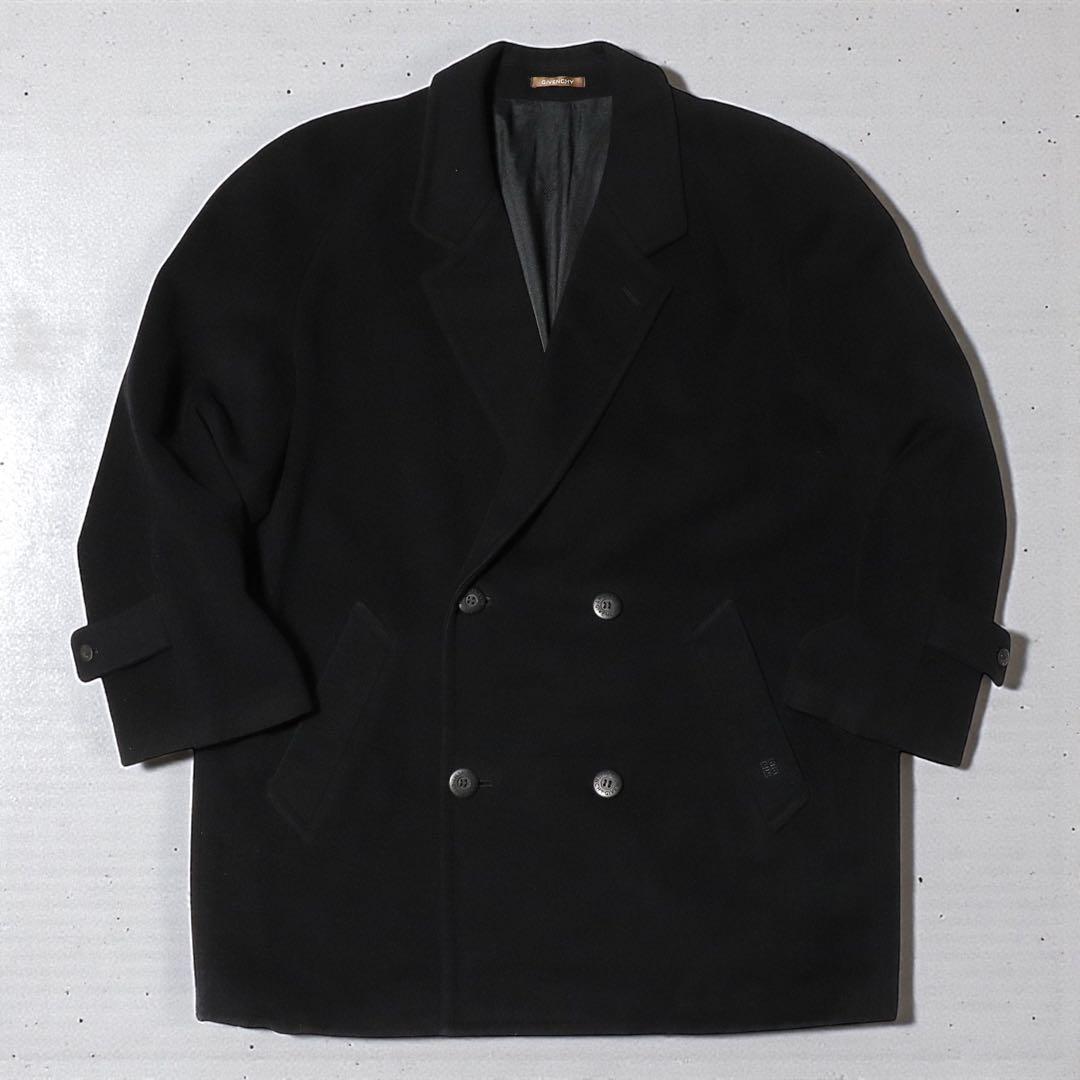 GIVENCHY★ダブル ハーフコート★カシミヤ ウール★短丈★80s★黒★M