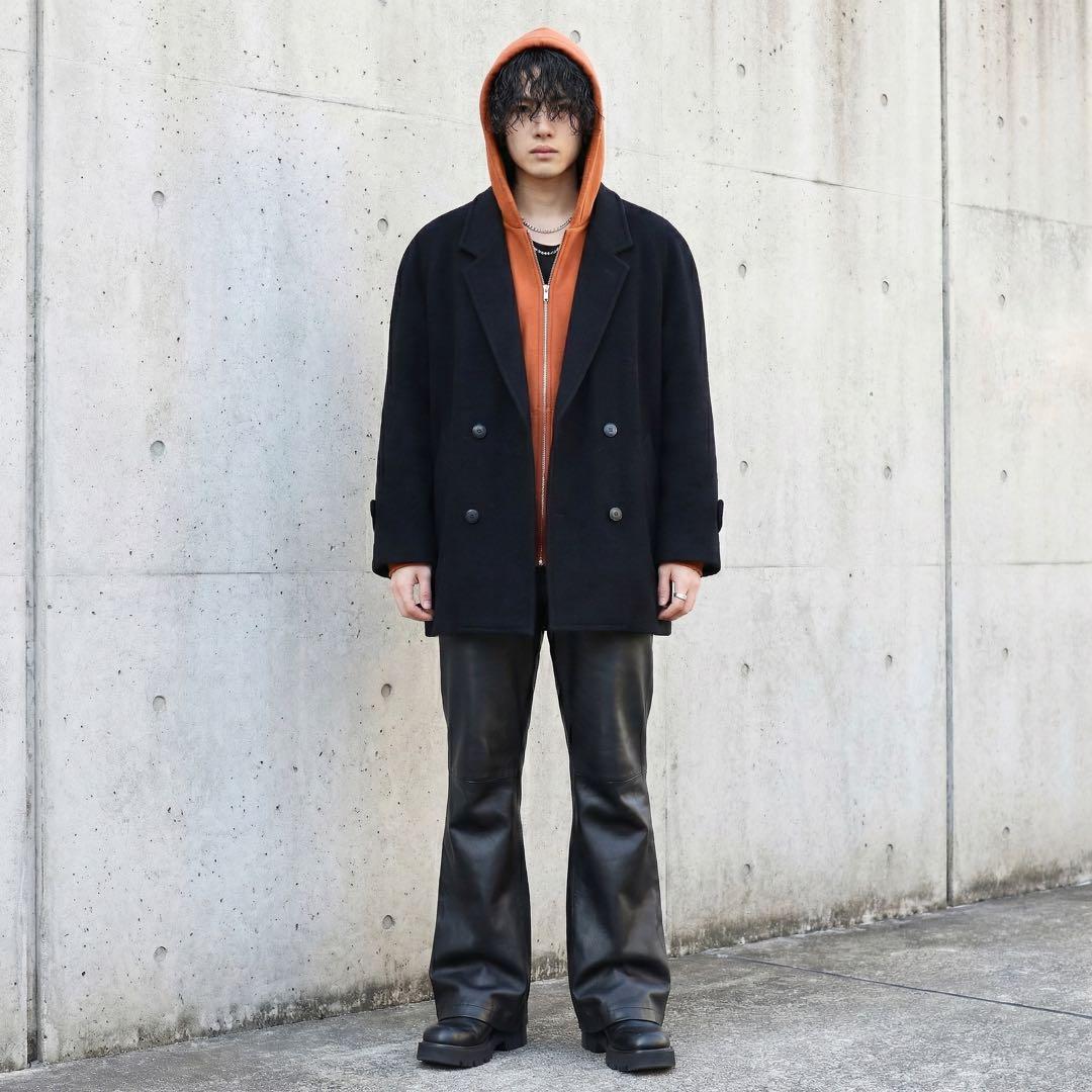 GIVENCHY★ダブル ハーフコート★カシミヤ ウール★短丈★80s★黒★M