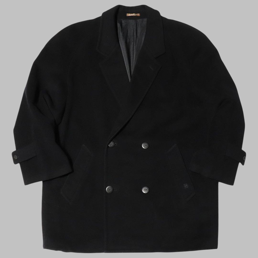 GIVENCHY★ダブル ハーフコート★カシミヤ ウール★短丈★80s★黒★M