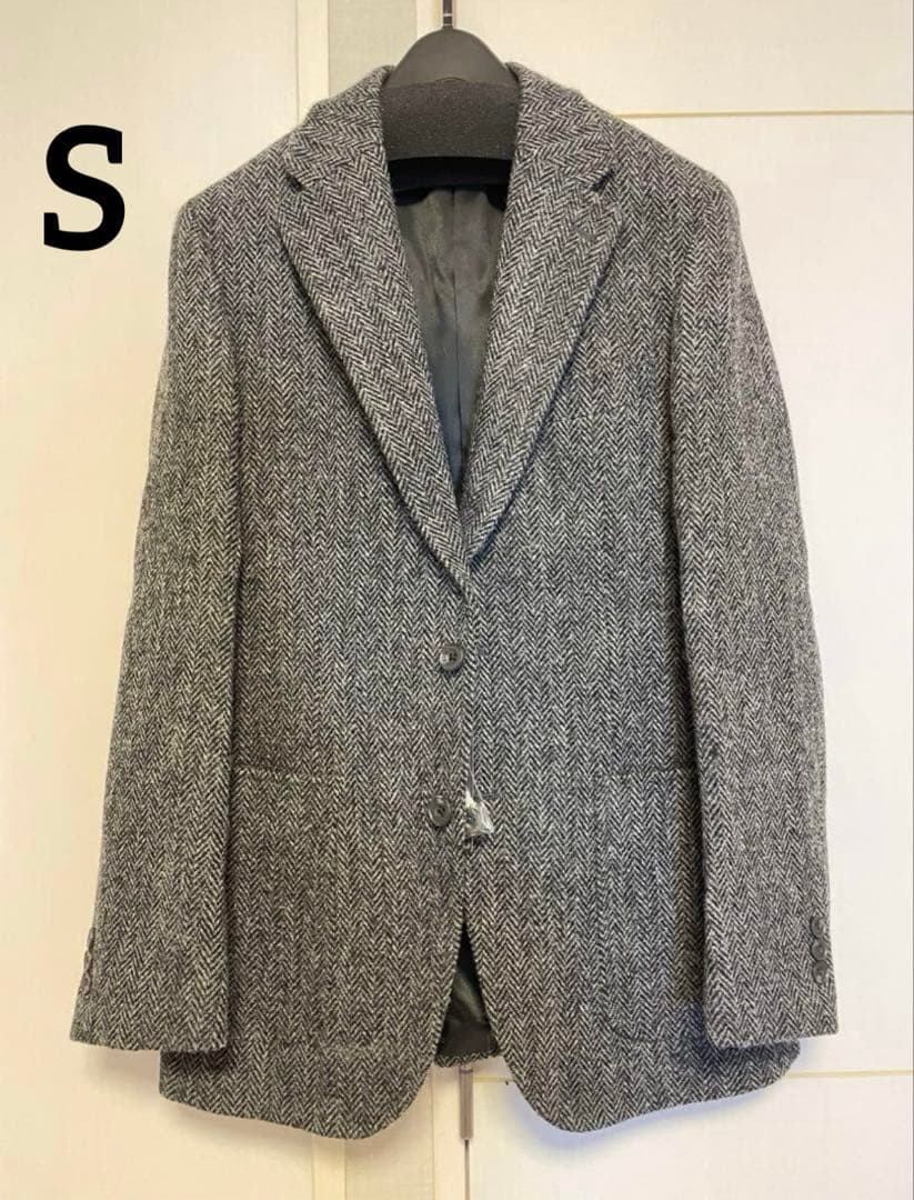 【新年SALE‼️】ハリスツイード ジャケット グレー　ヘリンボーン　S