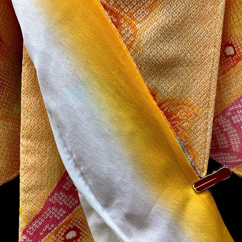 507ag24□七五三 七歳 女児 着物&袋帯 金駒刺繍 束ね熨斗□状態良好