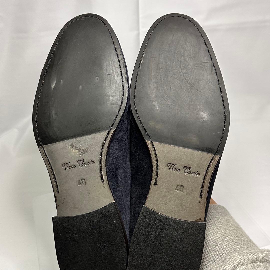 試着のみ☆ships☆スエードローファー☆ネイビー☆イタリア製☆本革☆232