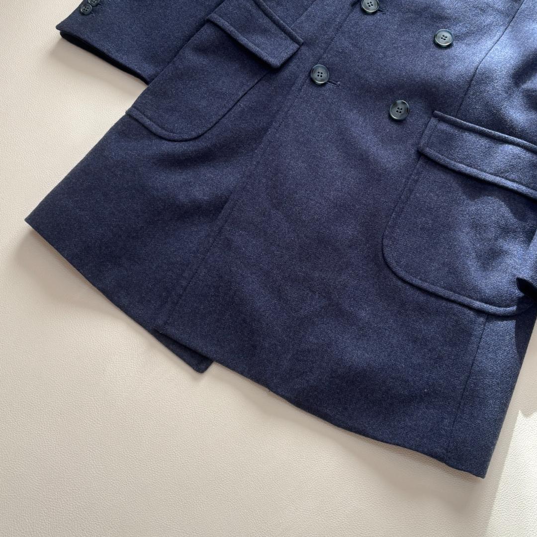 【美品】カシミヤ混 カノニコ ダブルチェスターコート イタリア L ブルー系