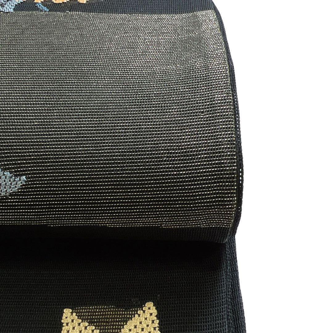 袋帯　夏用　絽刺し　紗　菊　桔梗　楓　着物　054w d