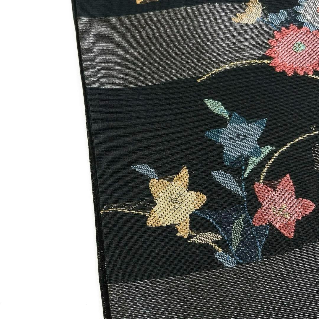 袋帯　夏用　絽刺し　紗　菊　桔梗　楓　着物　054w d