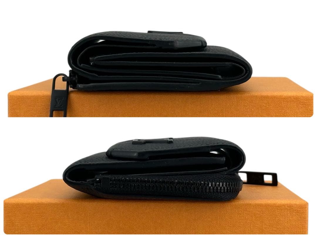 新品に近い ルイヴィトン パイロット ブラック 三つ折り財布 アエログラム