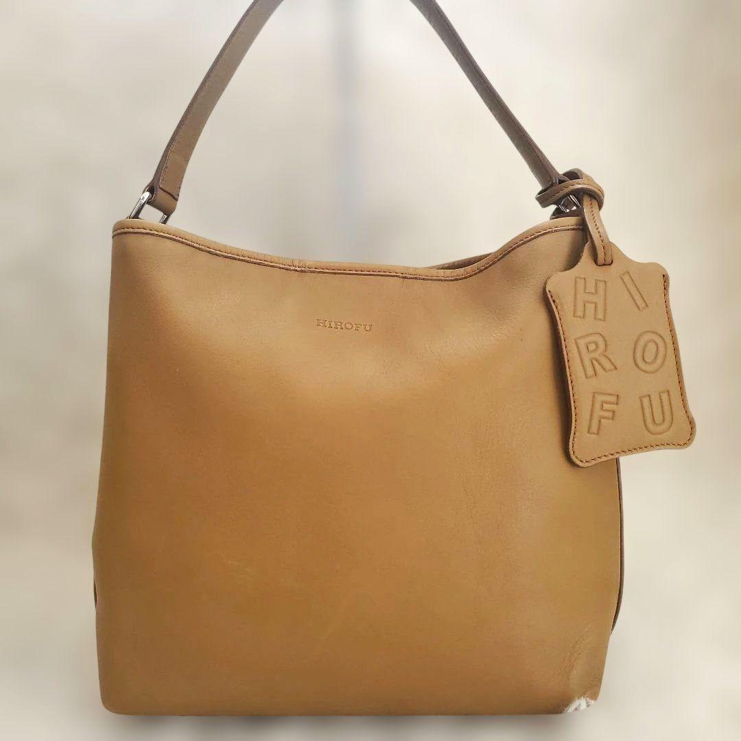⭐人気モデル⭐HIROFU レザー ショルダーバッグ ベージュ ブラウン系