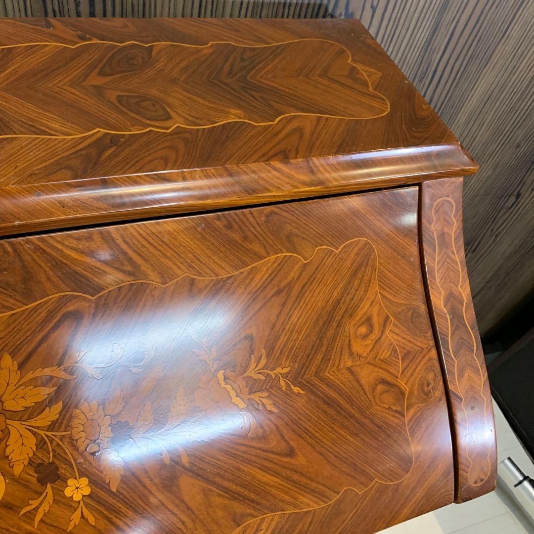 高級アンティーク　ライティングビューロー　チェスト　鍵付き　象嵌　猫脚　イタリア