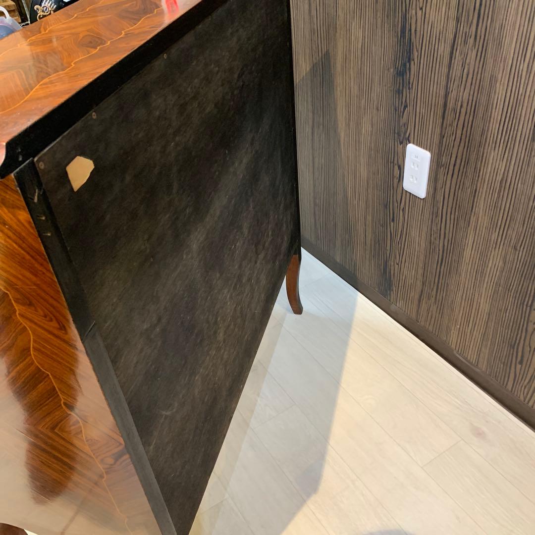 高級アンティーク　ライティングビューロー　チェスト　鍵付き　象嵌　猫脚　イタリア