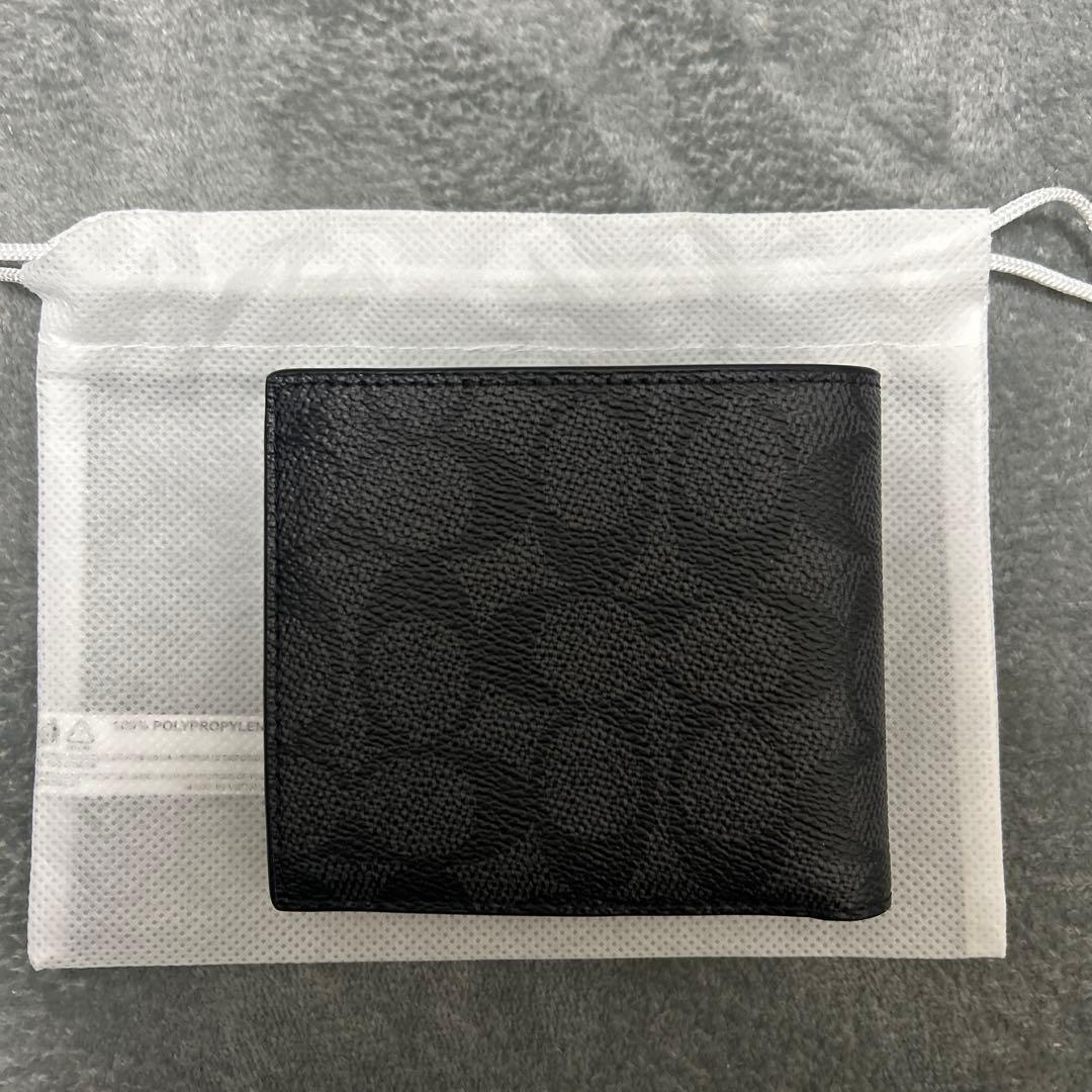 COACH ブラック 二つ折り財布 保存袋付き
