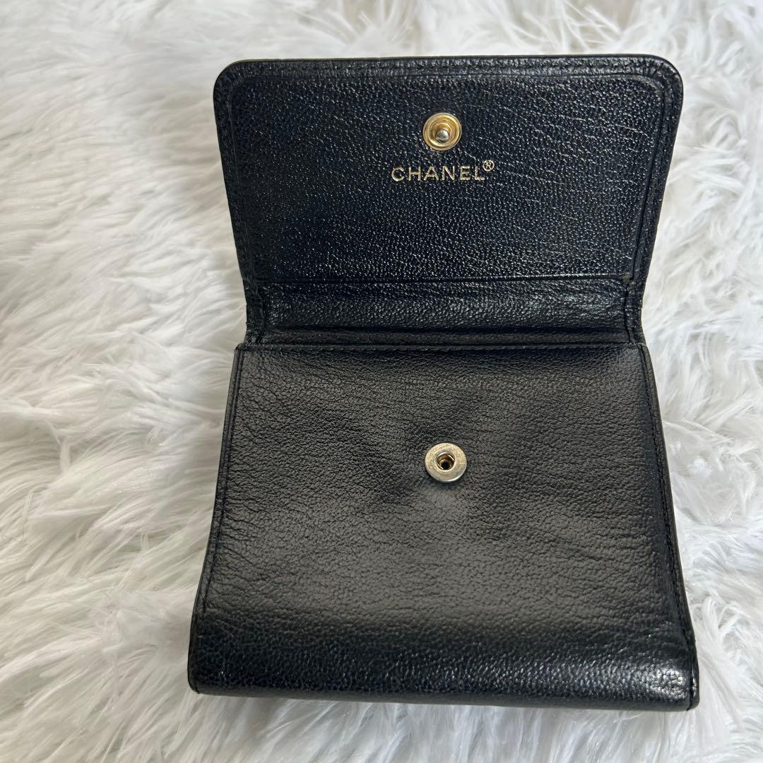 最終値下げ！CHANEL ブラック 二つ折り財布　ココマーク