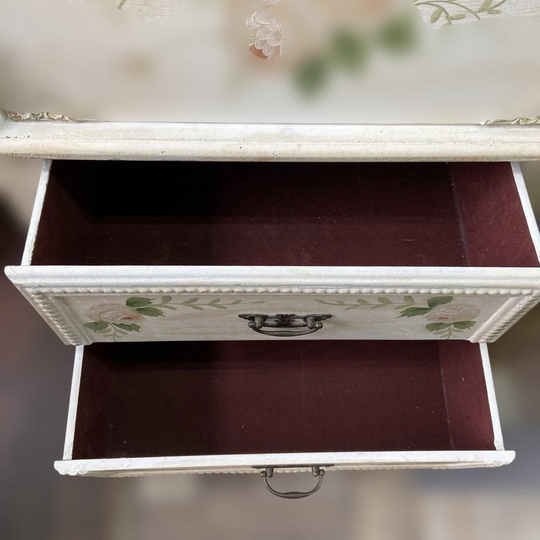 CC Lam　アンティーク　ロココ調　トールペイント　猫脚ガラスキャビネッ