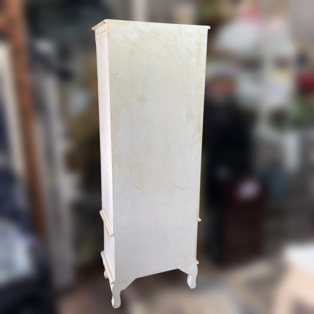 CC Lam　アンティーク　ロココ調　トールペイント　猫脚ガラスキャビネッ