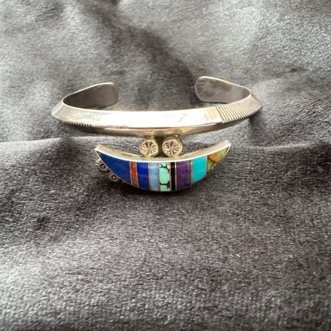 ズニ族　シルバー 多色ストーンインレイ バングル
