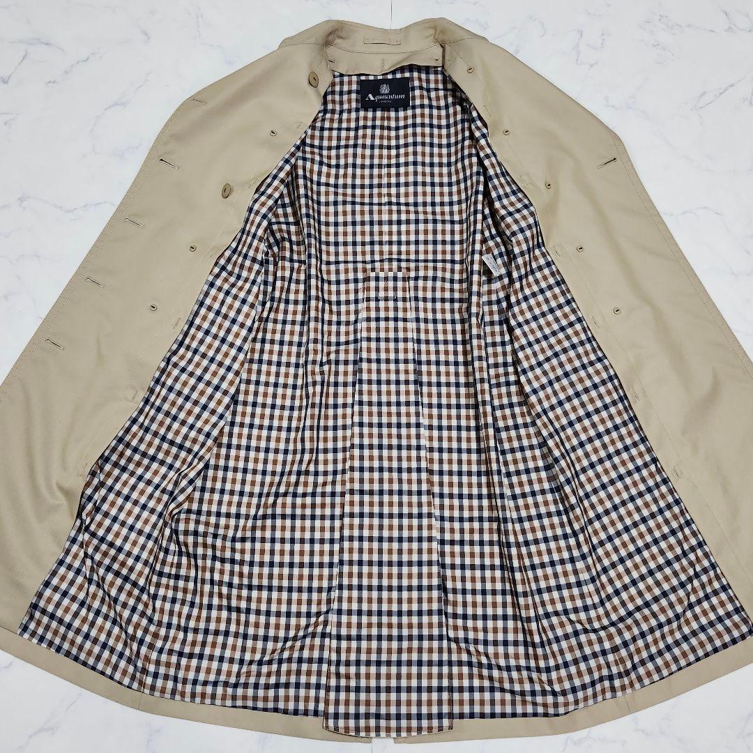 アクアスキュータム　ライナー付きトレンチコート　クラブチェック　ロング