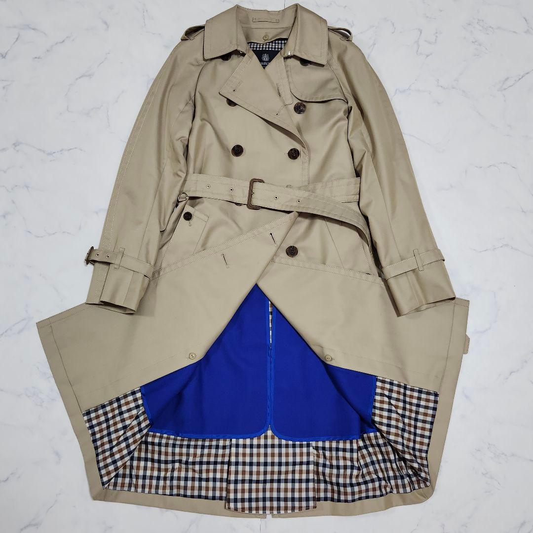 アクアスキュータム　ライナー付きトレンチコート　クラブチェック　ロング
