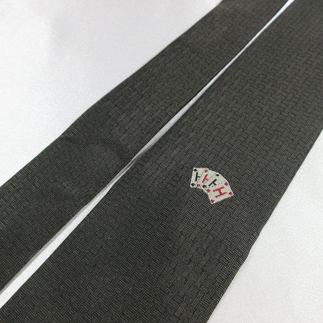 エルメス　H織り　ファソネ　トランプ　グレー　ネクタイ