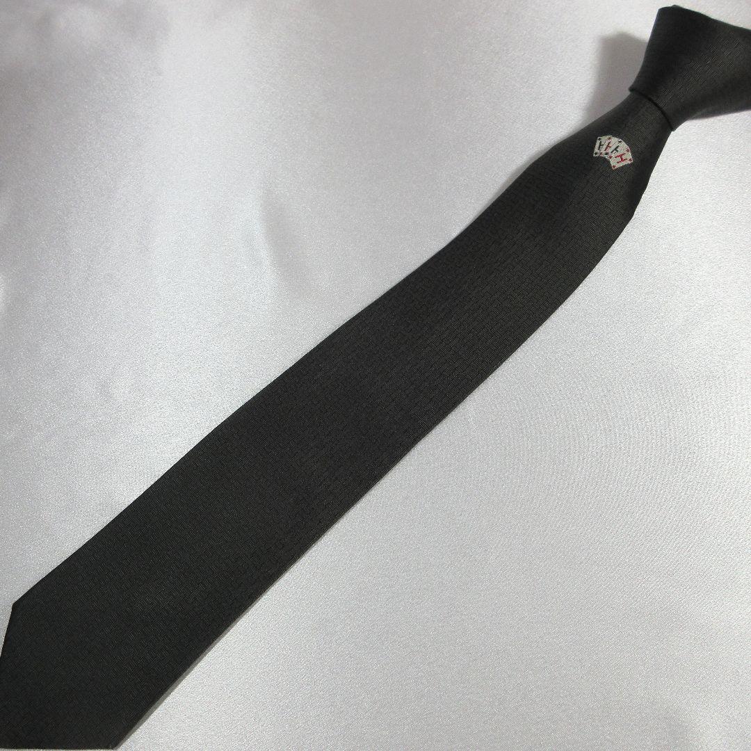 エルメス　H織り　ファソネ　トランプ　グレー　ネクタイ