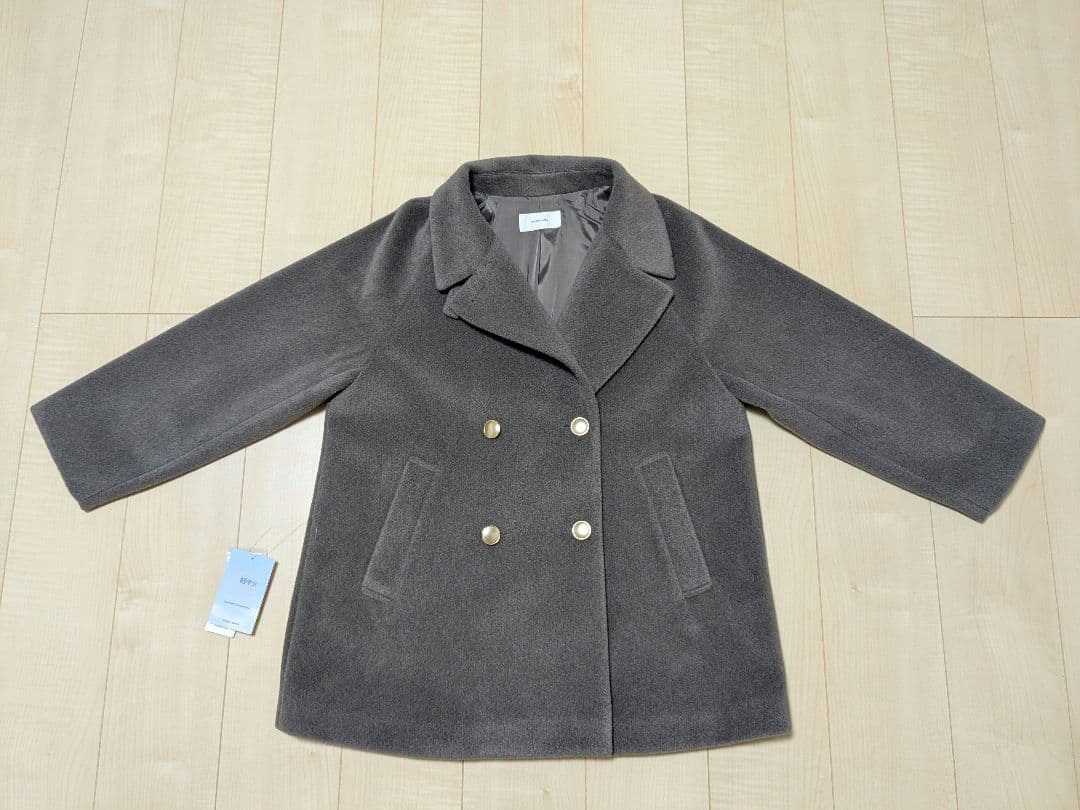 GLOBALWORK 軽やかストレッチ襟2WAYミドルコート Sサイズ ブラウン