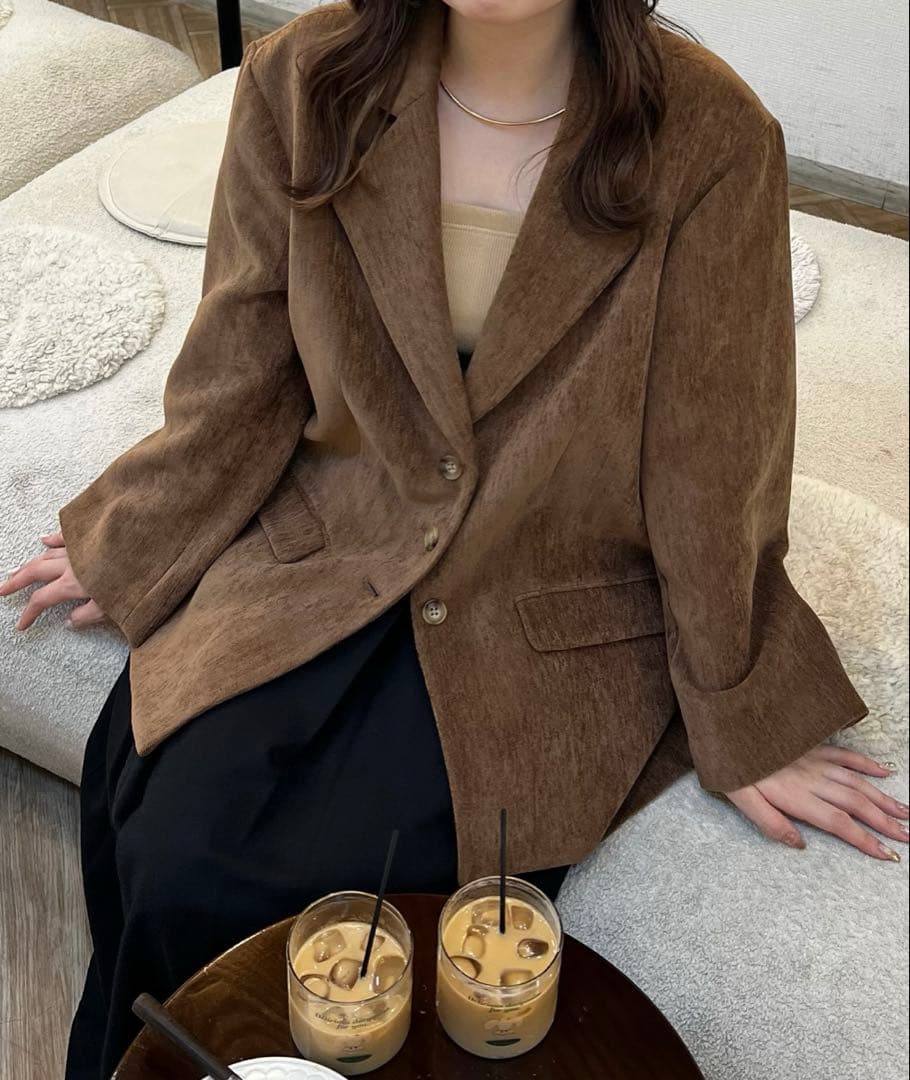 【新品】OLUN きりまる　ルーズベーシックモールジャケット　ブラウン　S